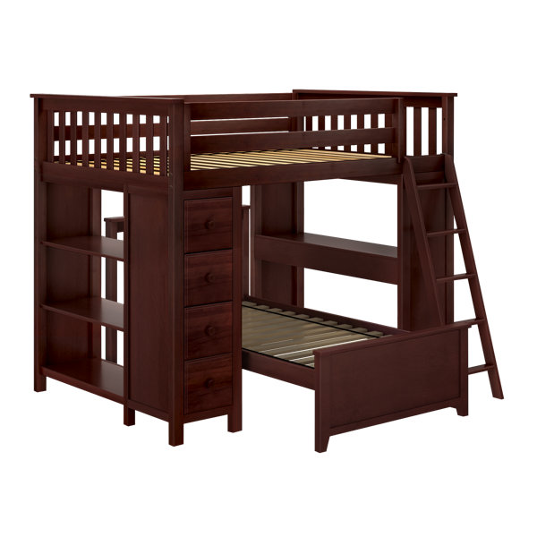 Maxwood Furniture Full Over Twin Solid Wood LShaped Bunk Beds with